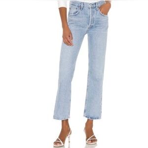 Agolde Riley button fly light wash long jeans
